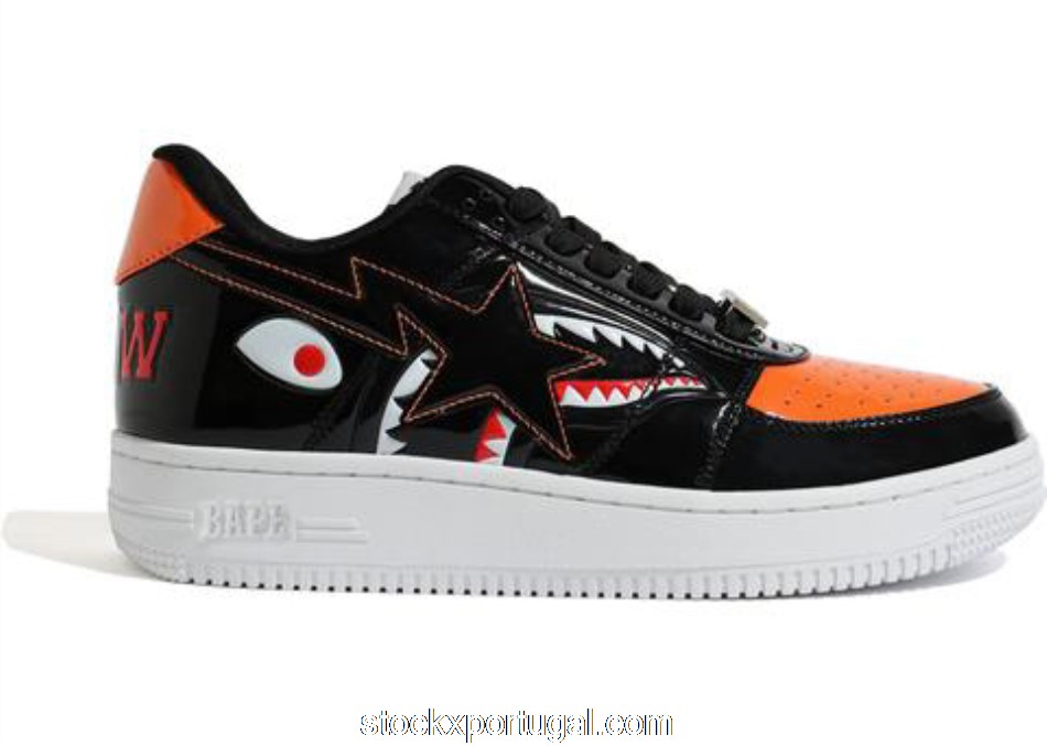 Outlet A Bathing Ape Bape Sta Low Mad Shark Black Orange
