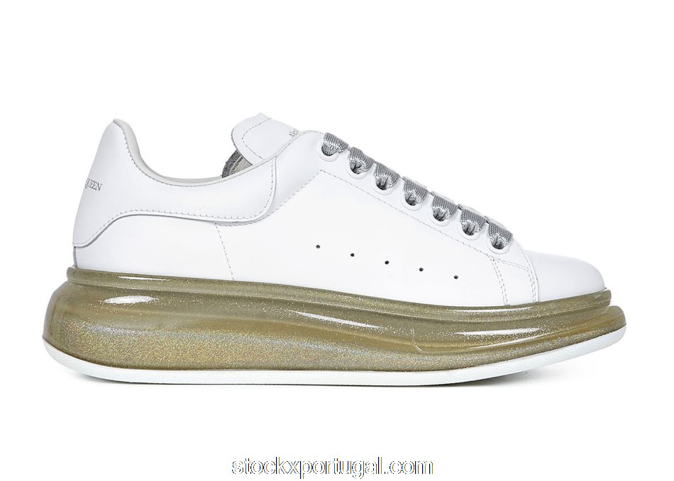 Outlet Alexander McQueen Court Trainers Gold Translucent 634151WHWKV9596