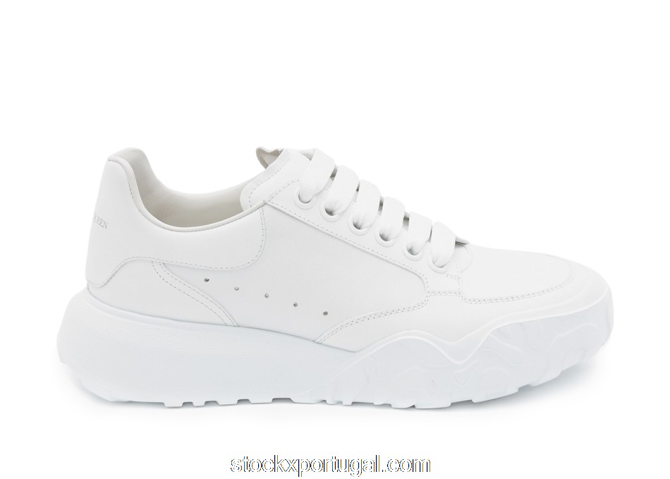 Outlet Alexander McQueen Court Trainers White Leather (W) 633915WIA989000