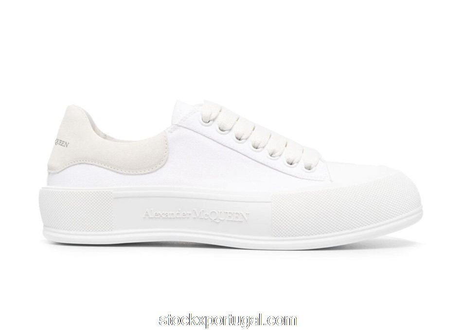Outlet Alexander McQueen Deck Skate Plimsoll Lace-Up White (W) 654593W4MV79000