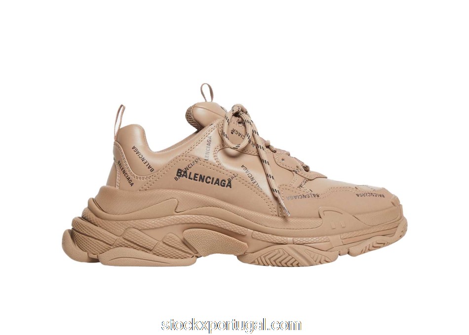 Outlet Balenciaga All Over Logo Triple S Beige 536737W2FA19911