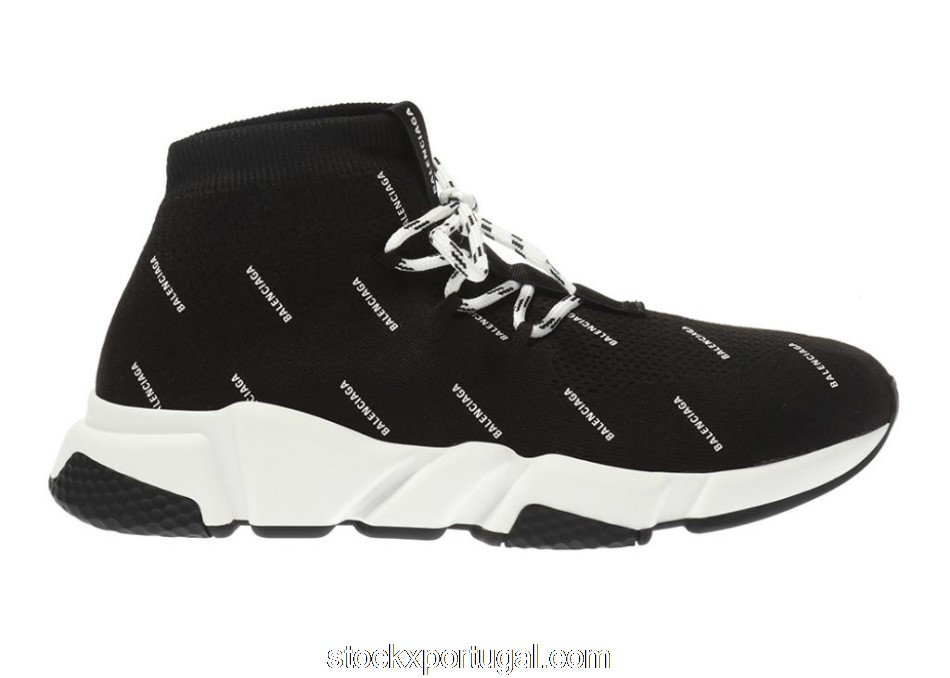 Outlet Balenciaga Speed Lace Up All Over Print Black 530358W1HP11006