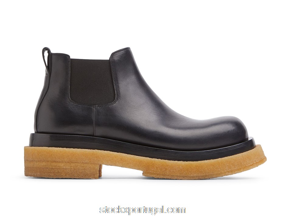 Outlet Bottega Veneta Lug Cropped Chelsea Boot Black Gum 668369VBS501000
