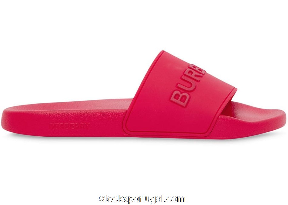 Outlet Burberry Embossed Logo Slides Bright Red 80417371