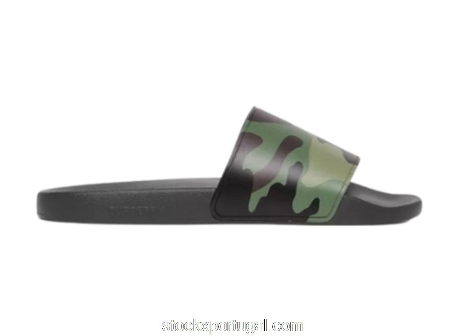 Outlet Burberry Embossed Logo Slides Mangrove Green 80427121