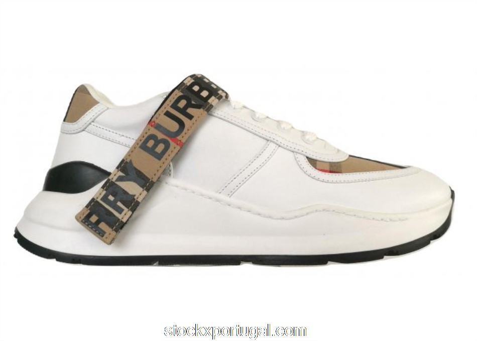 Outlet Burberry Vintage Check Leather Beige White 80240521