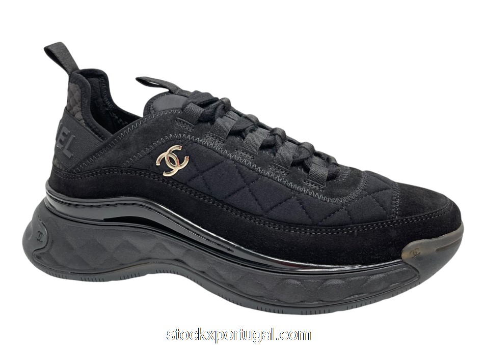 Outlet Chanel Low Top Trainer Black Suede G38501 Y55619 K3542