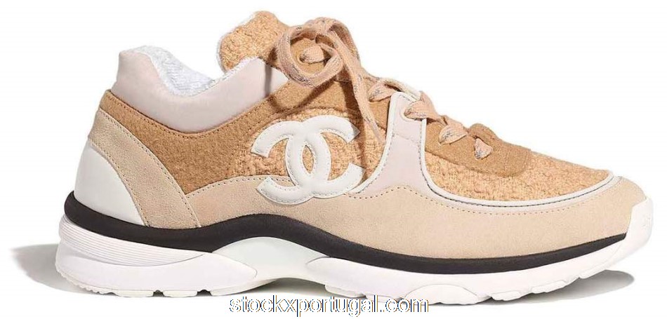 Outlet Chanel Low Top Trainer CC Beige Wool (W)