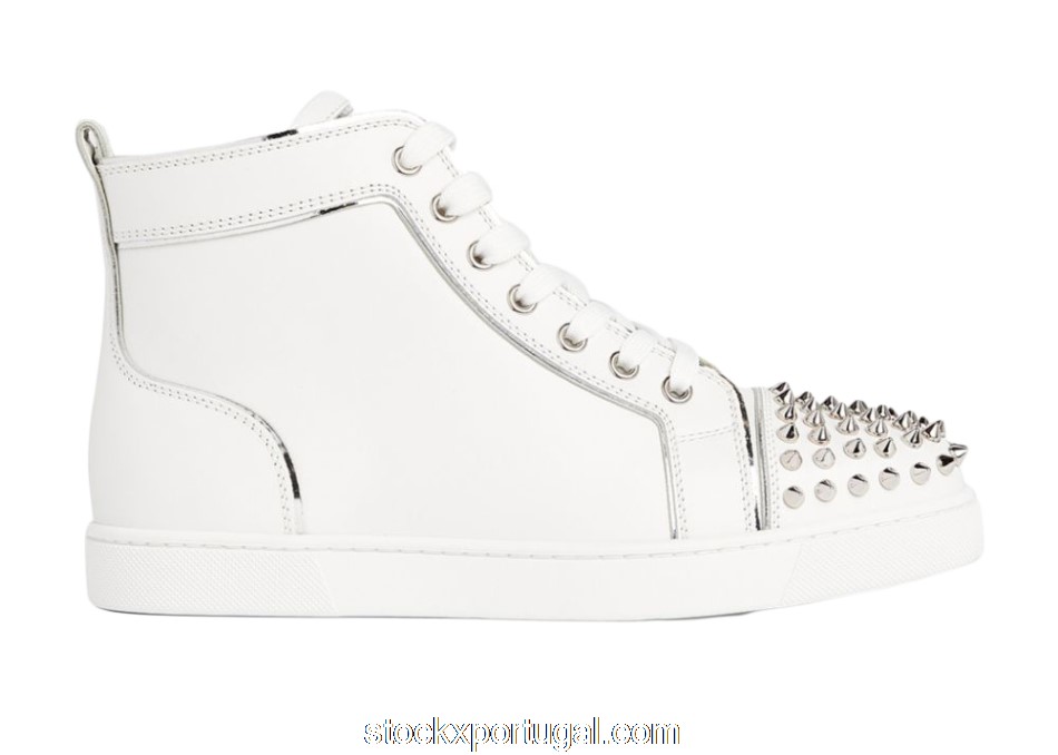 Outlet Christian Louboutin Lou Spikes Leather Hi White (W) H924