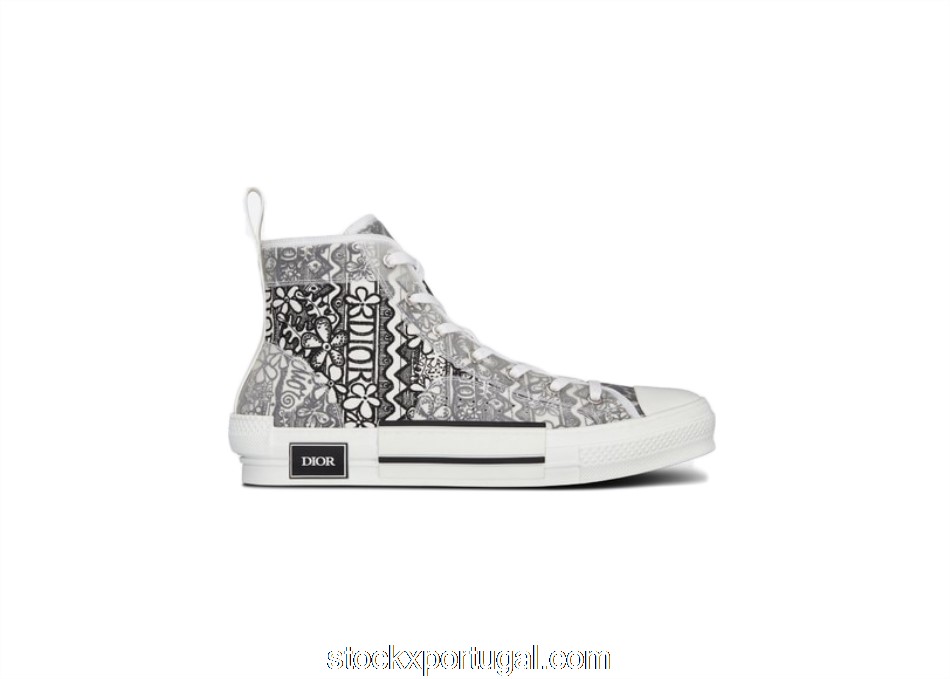 Outlet Dior And Shawn B23 High Top Black White Embroidery 3SH118ZCO_H169