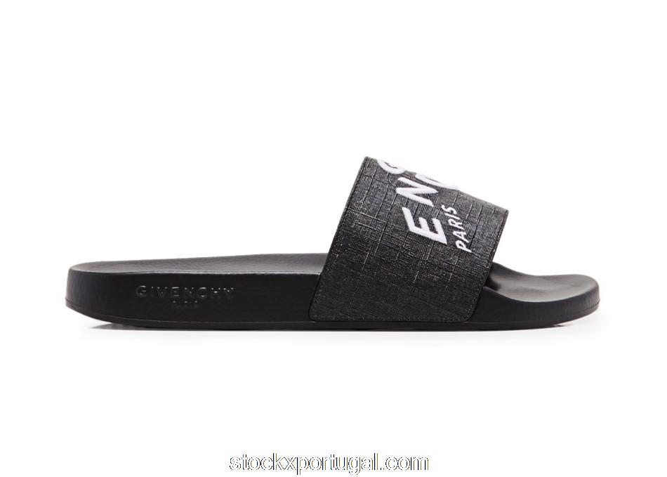 Outlet Givenchy Embroidered Flat Sandals Black BH300YH0QB004