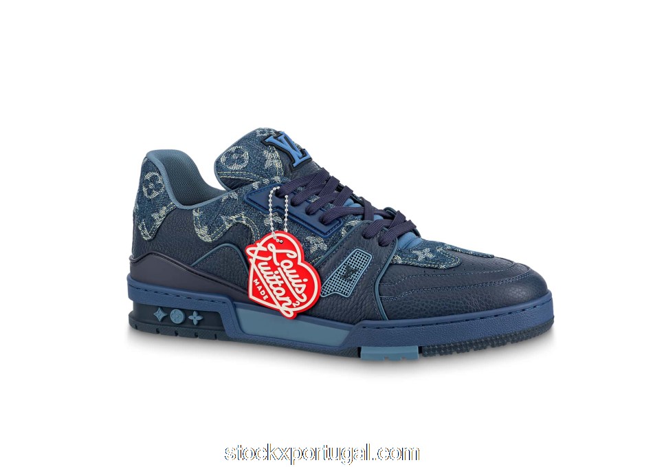 Outlet Louis Vuitton LV Trainer x Nigo Blue Demin 1A9IQH