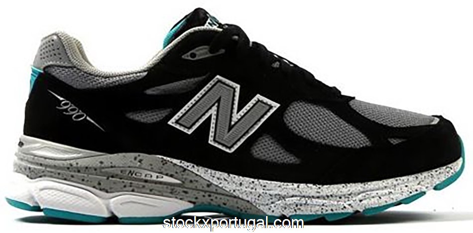 Outlet New Balance 990v3 Black Grey Teal M990OB3