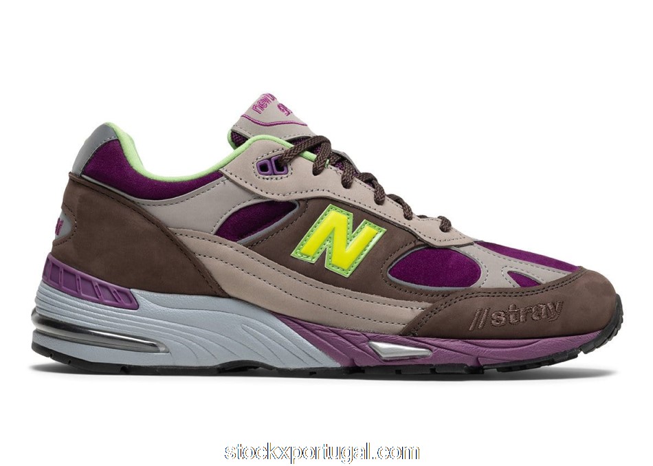 Outlet New Balance 991 Stray Rats Brown Purple (W) W991SRG