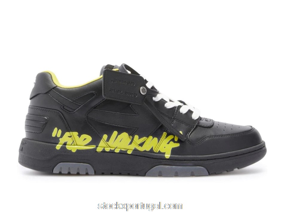 Outlet OFF-WHITE Out Of Office \"OOO\" Low Tops For Walking Black Yellow OMIA189S22LEA0031018