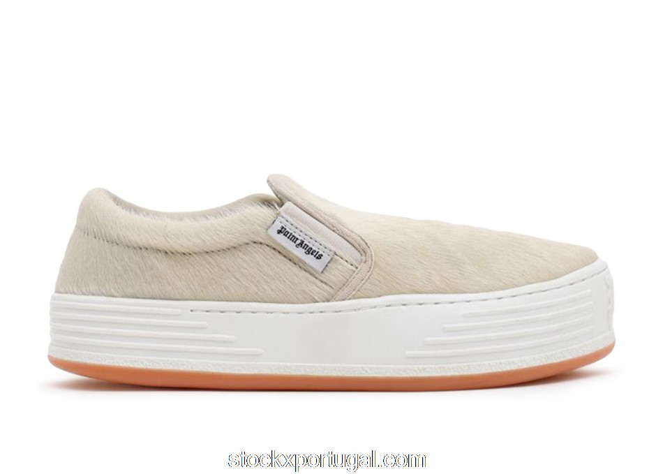 Outlet Palm Angels Snow Low Slip-On Pony Cream White Orange PMIA063F21LEA0026101