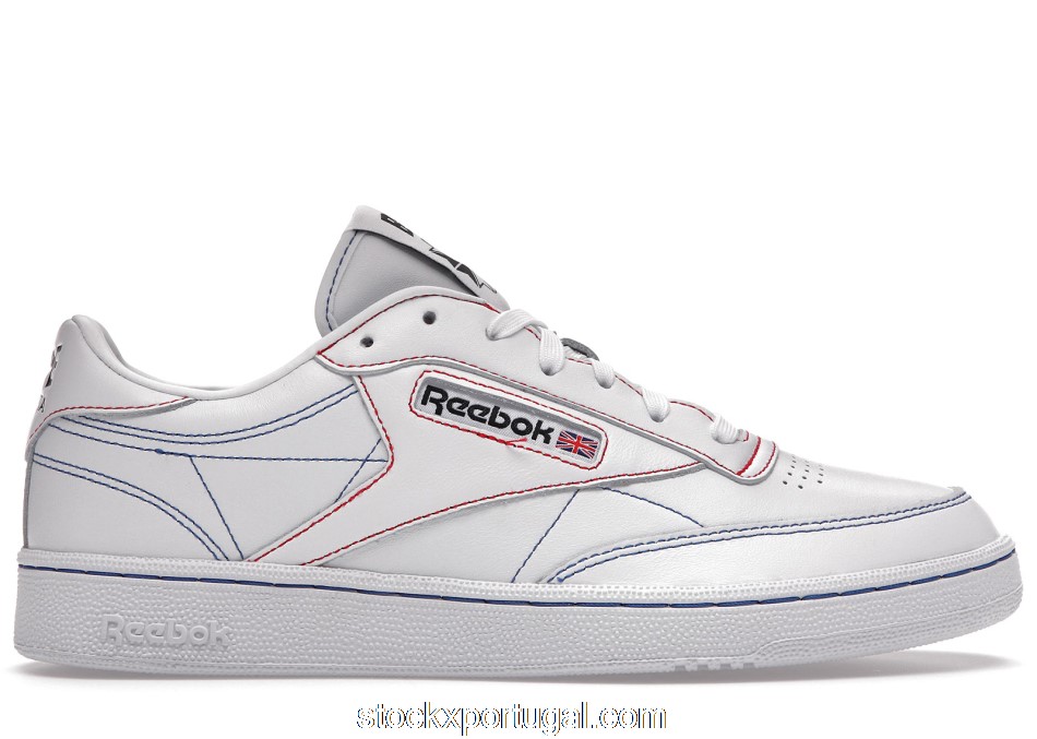 Outlet Reebok Club C 85 Bape White Contrast Stitch Q47367