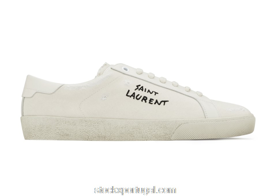 Outlet Saint Laurent Court Classic SL/06 Low Distressed Cream (W) 610648GUP109113