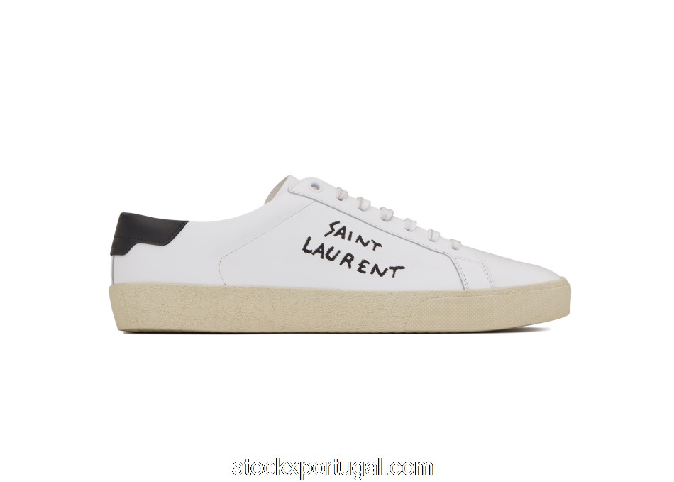 Outlet Saint Laurent Court Classic SL/06 Optic White Black 59252908G109061