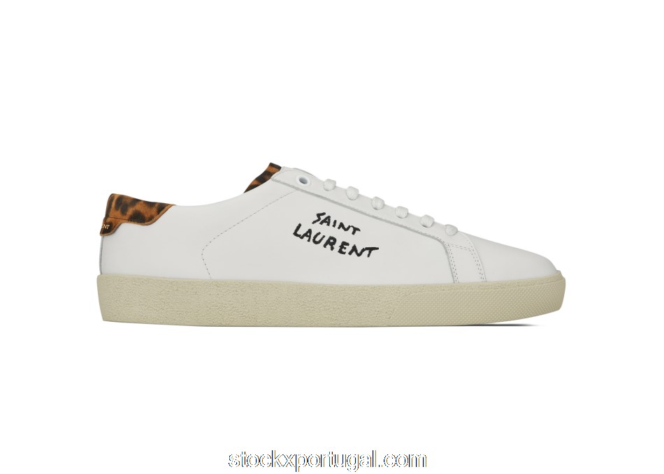 Outlet Saint Laurent Court Classic SL/06 Optic White Leopard (W) 6106491VE409661