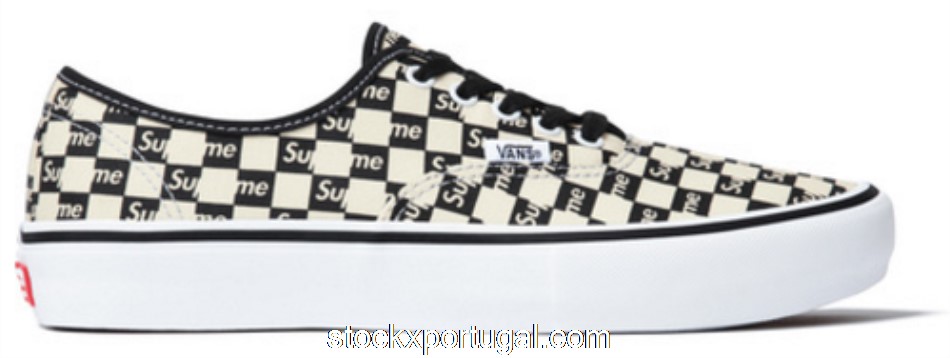 Outlet Vans Authentic Supreme Black Checker Logo VN000Q0DJLW