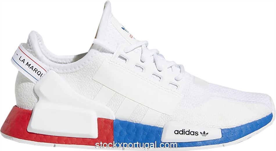 Outlet adidas NMD R1 V2 White Red Blue (GS) FX4150